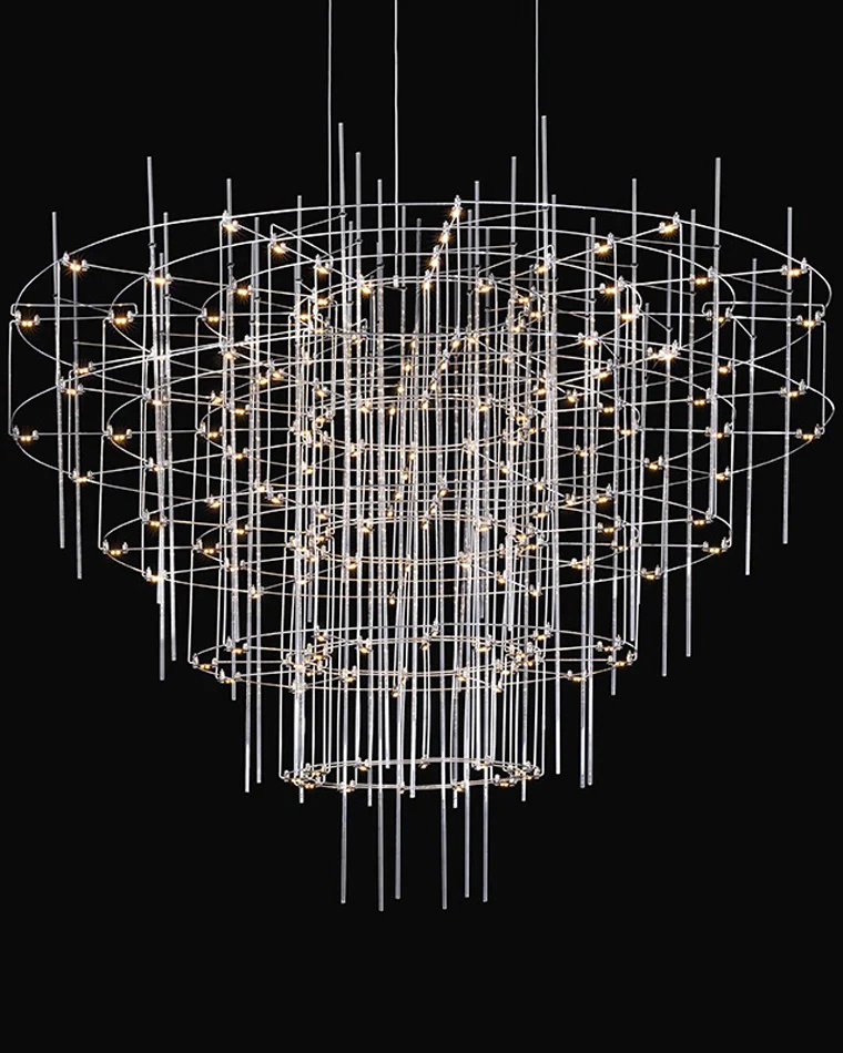 WOMO Tiered Glass Rod Sculptural Chandelier-WM2199 - Image 7
