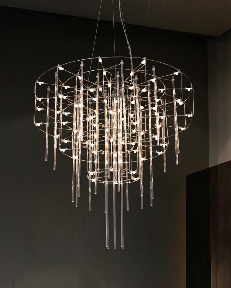 WOMO Tiered Glass Rod Sculptural Chandelier-WM2199 - Image 9