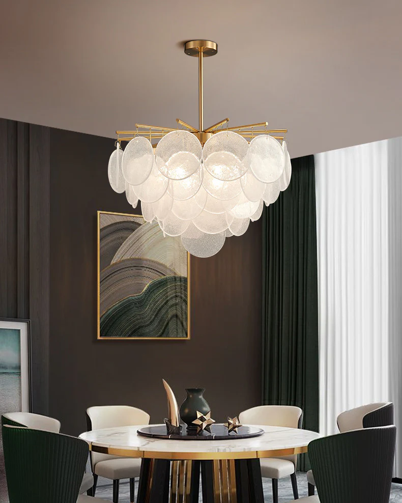 WOMO Tiered Textured Glass Cloud Chandelier-WM2005 - Image 7