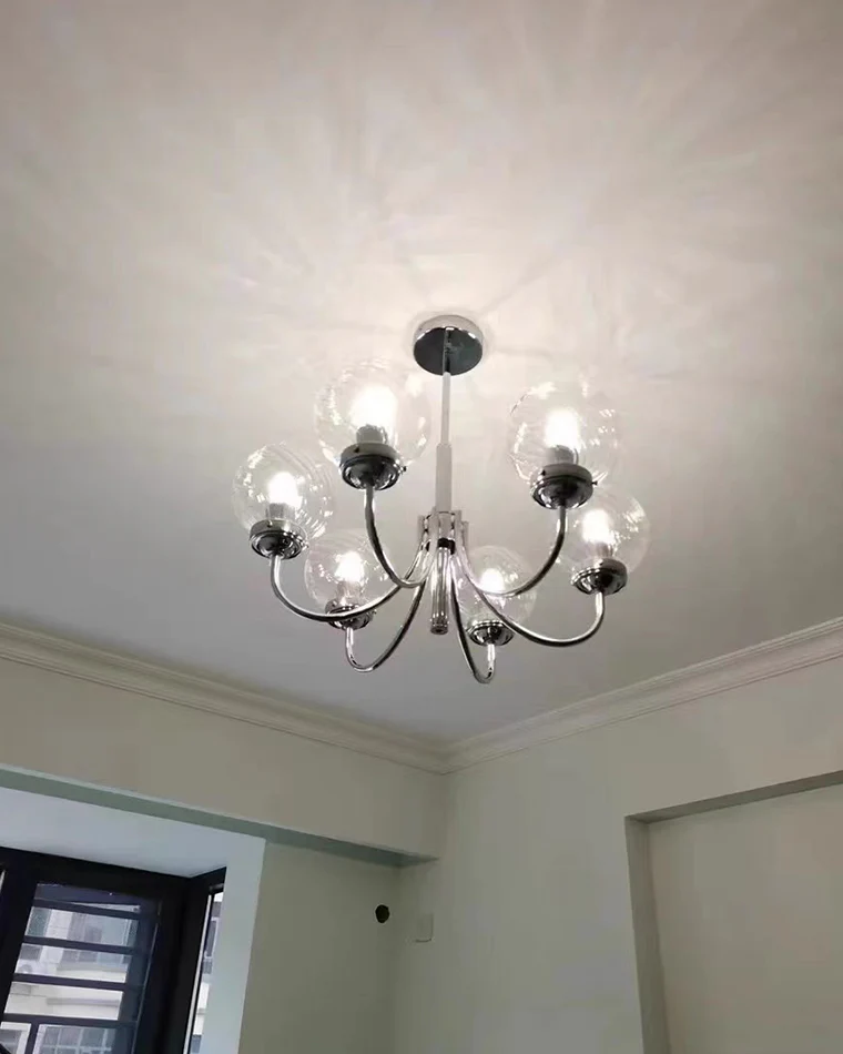 WOMO Textured Glass Chrome Arm Chandelier-WM2696 - Image 10