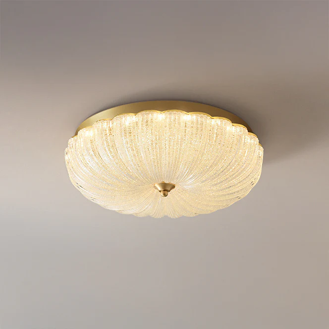 WOMO Textured Glass Scalloped Flush Mount Ceiling Light-WM1178 - Image 10