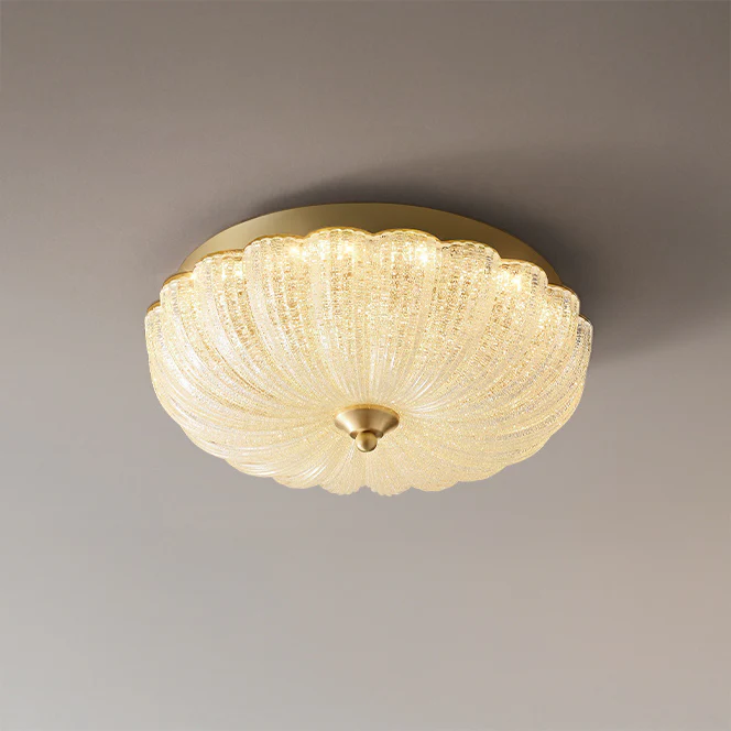 WOMO Textured Glass Scalloped Flush Mount Ceiling Light-WM1178 - Image 11