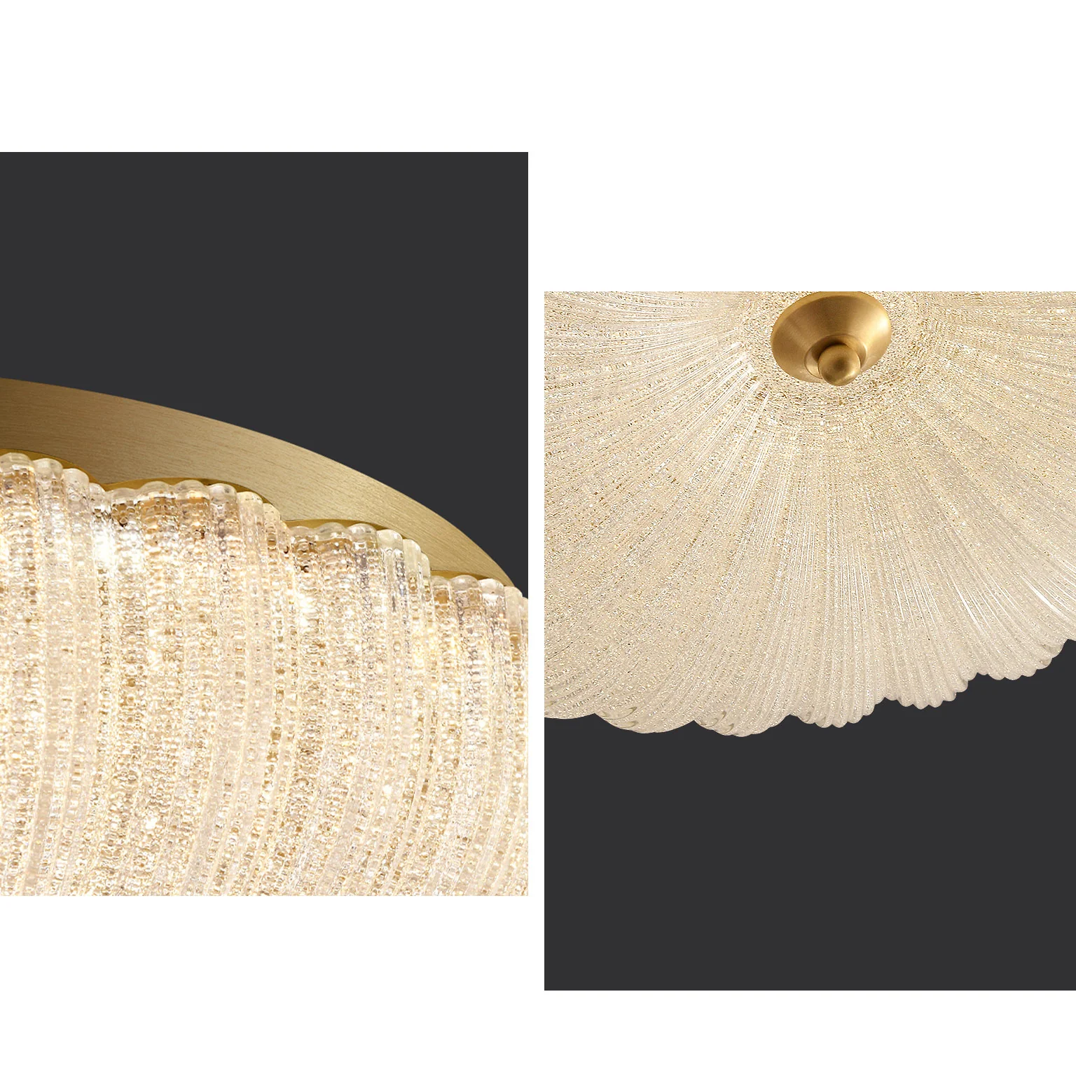 WOMO Textured Glass Scalloped Flush Mount Ceiling Light-WM1178 - Image 8