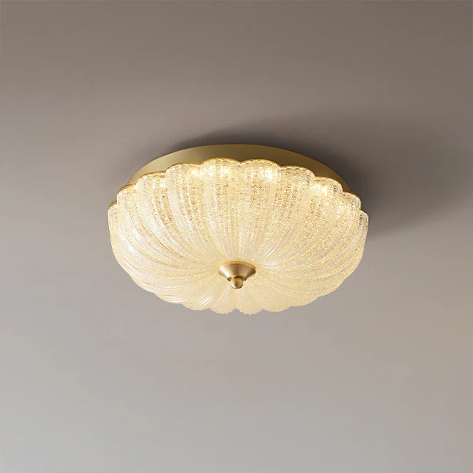 WOMO Textured Glass Scalloped Flush Mount Ceiling Light-WM1178 - Image 9