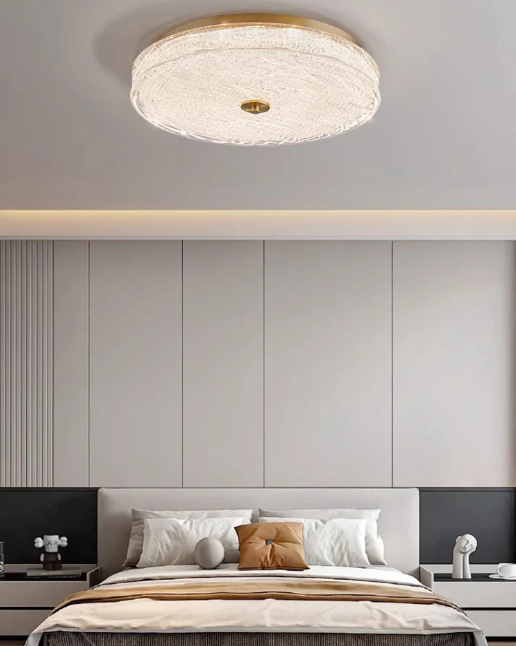 WOMO Textured Glass Round Flush Mount Ceiling Light-WM1177 - Image 3