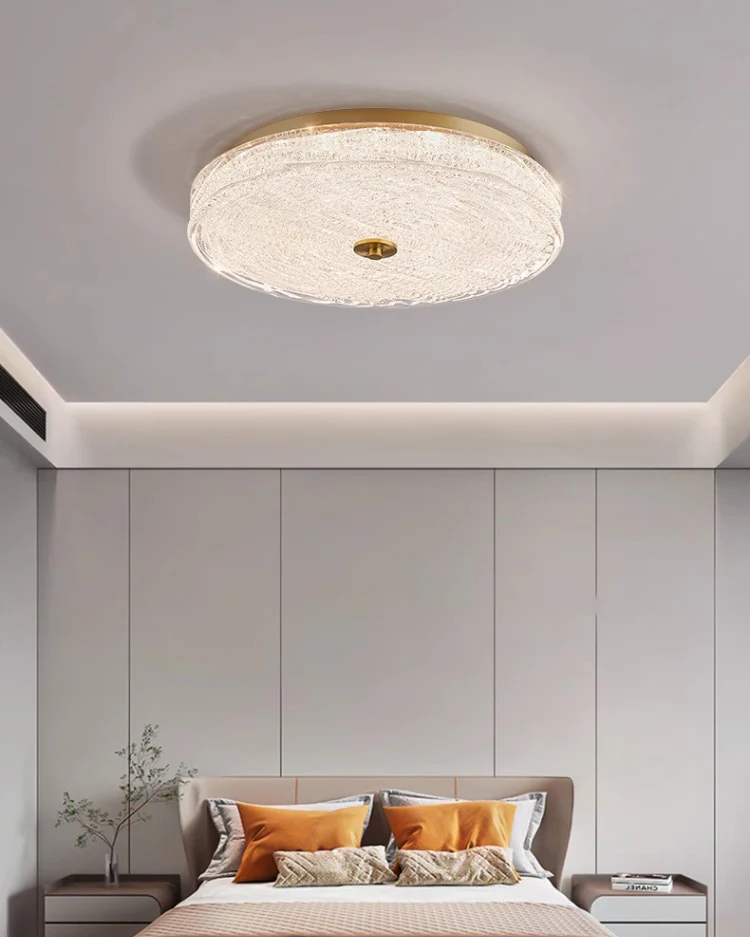 WOMO Textured Glass Round Flush Mount Ceiling Light-WM1177 - Image 4