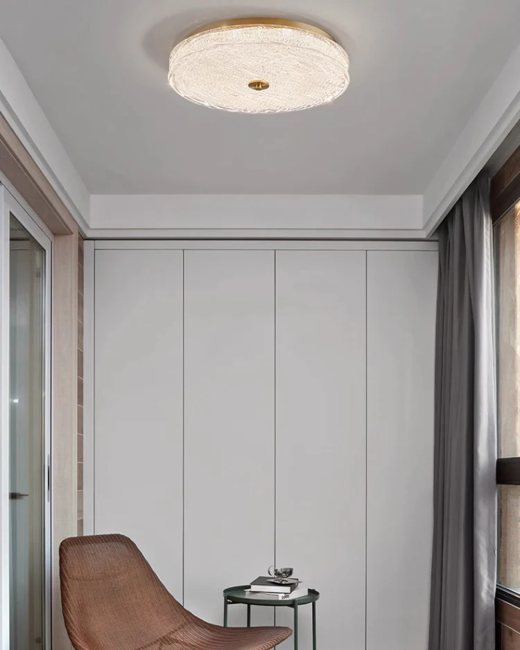 WOMO Textured Glass Round Flush Mount Ceiling Light-WM1177 - Image 5