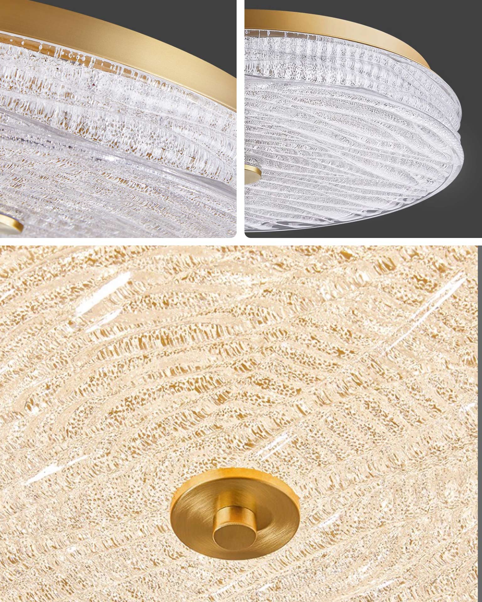 WOMO Textured Glass Round Flush Mount Ceiling Light-WM1177 - Image 6