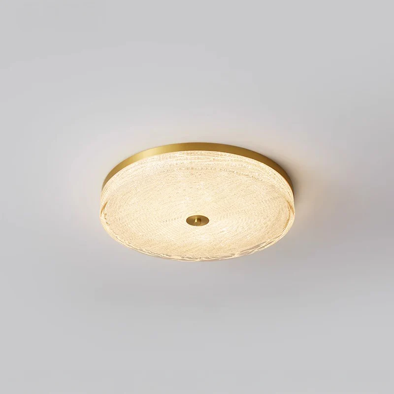 WOMO Textured Glass Round Flush Mount Ceiling Light-WM1177 - Image 8