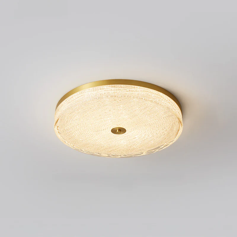 WOMO Textured Glass Round Flush Mount Ceiling Light-WM1177 - Image 9