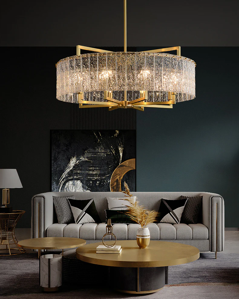 WOMO Textured Glass Round Chandelier-WM2619 - Image 3