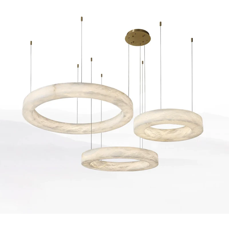 WOMO 3 Rings Alabaster Chandelier-WM2857 - Image 11