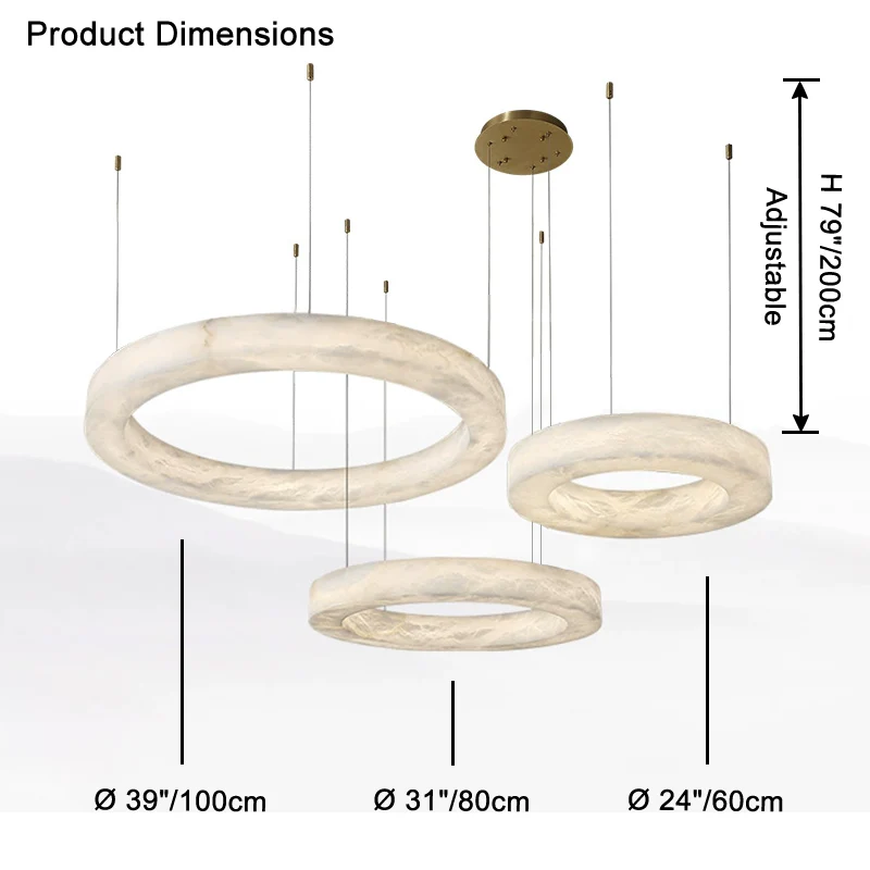 WOMO 3 Rings Alabaster Chandelier-WM2857 - Image 12
