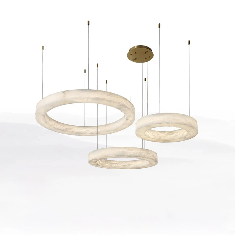 WOMO 3 Rings Alabaster Chandelier-WM2857 - Image 9