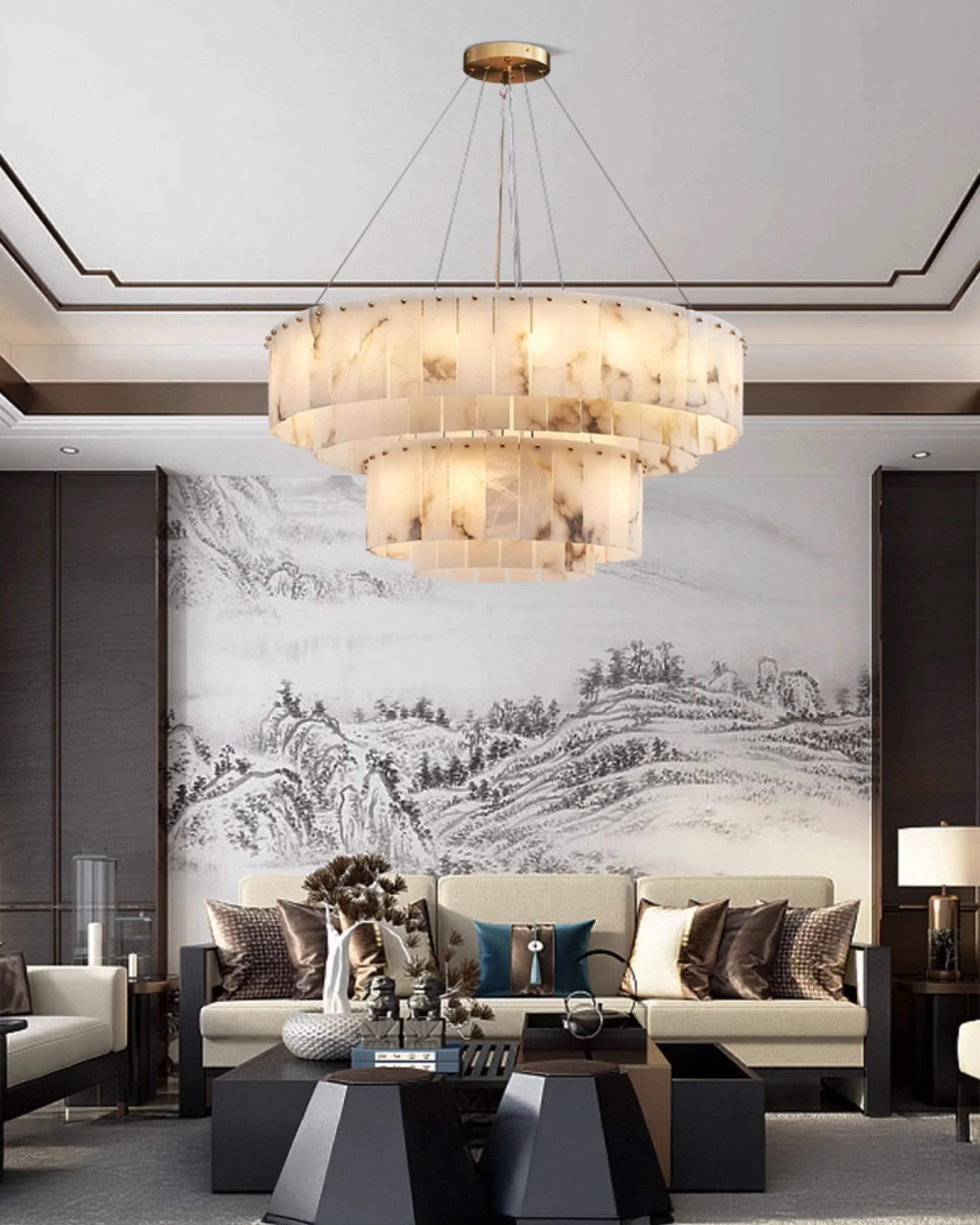 WOMO Tiered Alabaster Chandelier-WM2844 - Image 2