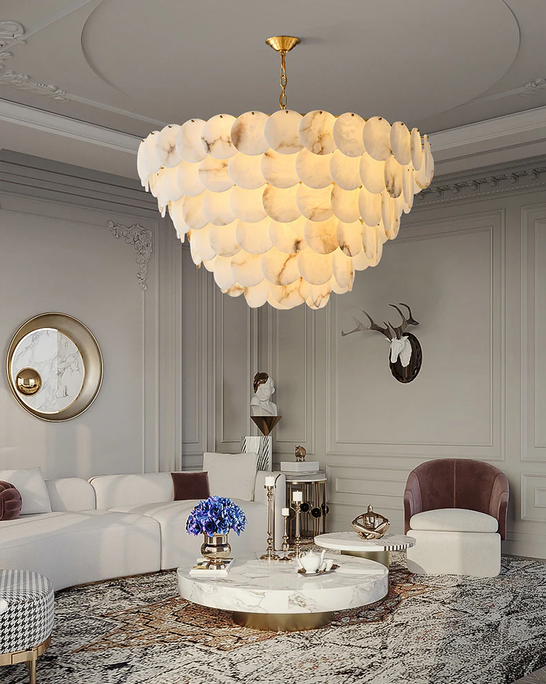 WOMO Tiered Alabaster Chandelier-WM2849 - Image 3