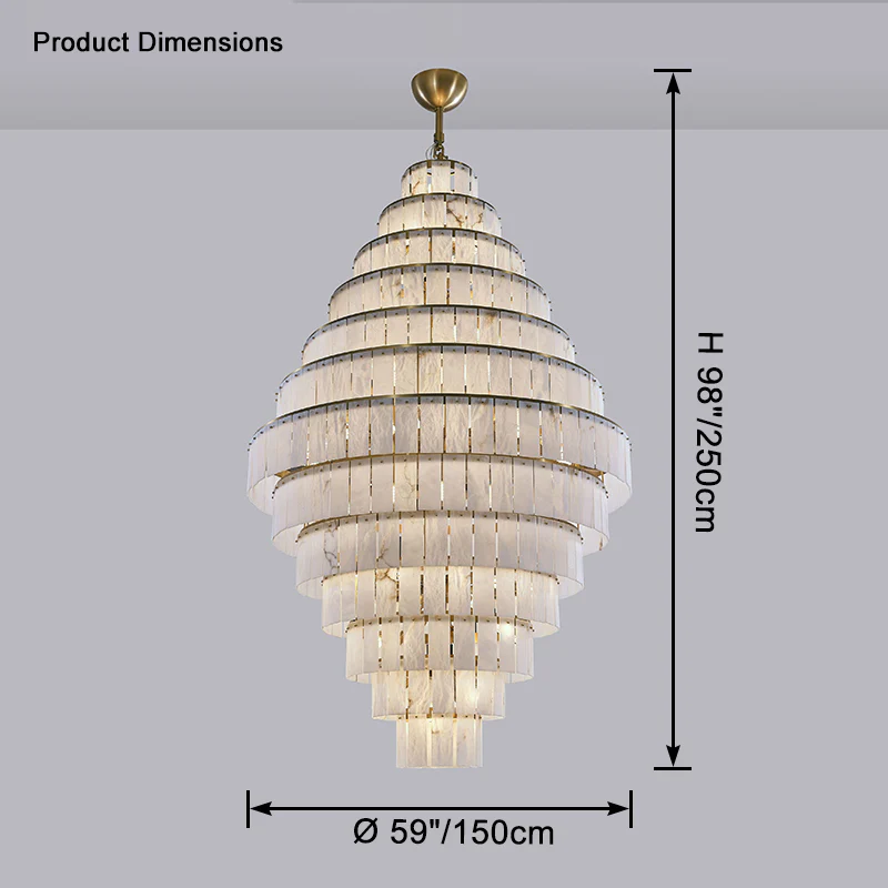 WOMO Giant Tiered Alabaster Foyer Chandelier-WM2926 - Image 16