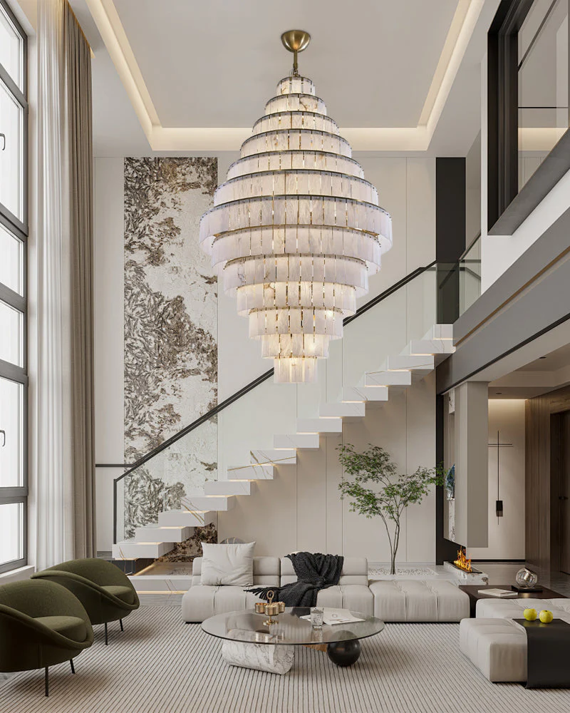 WOMO Giant Tiered Alabaster Foyer Chandelier-WM2926 - Image 3