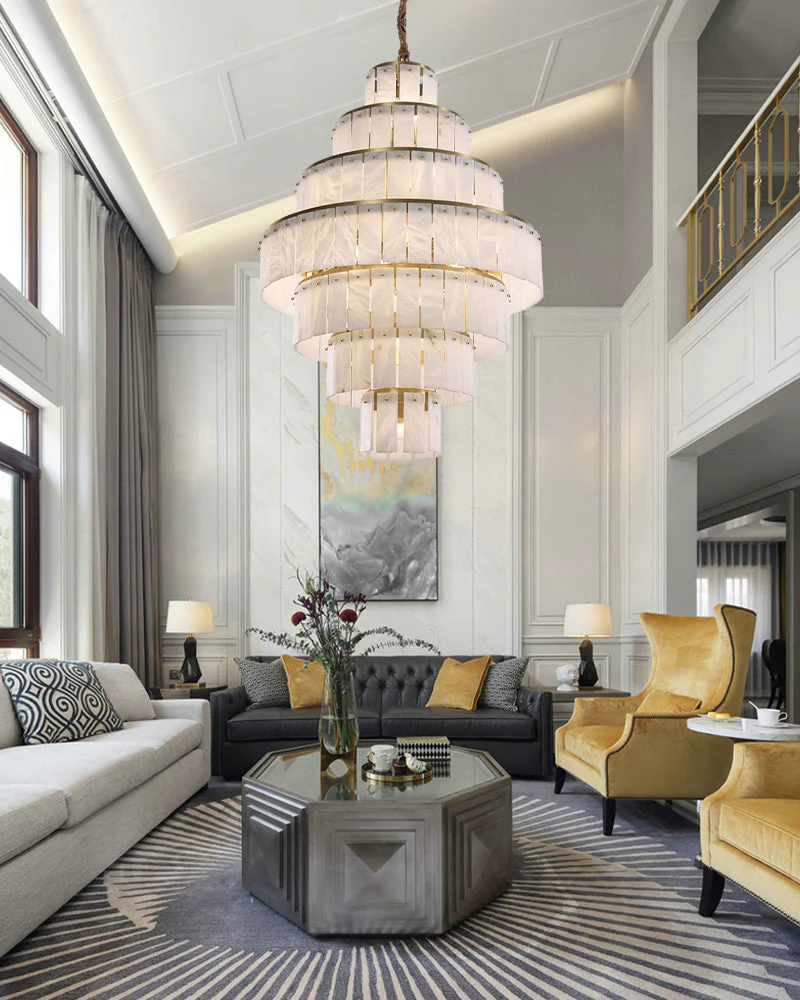 WOMO Giant Tiered Alabaster Foyer Chandelier-WM2926 - Image 5