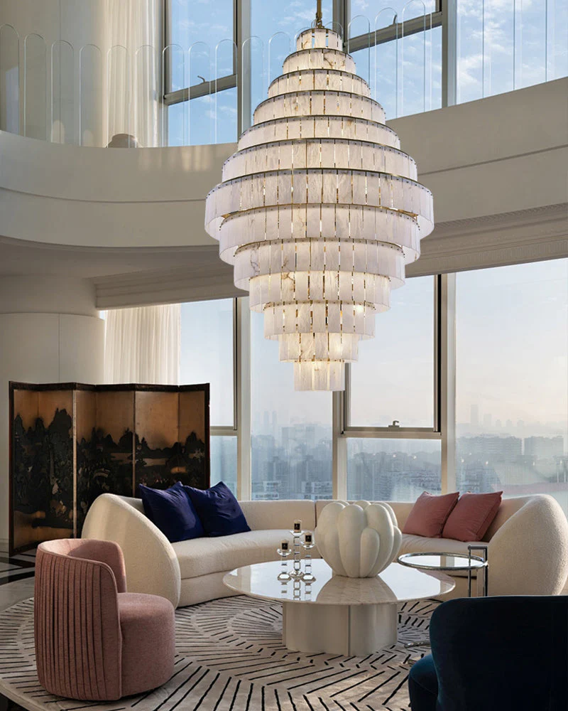 WOMO Giant Tiered Alabaster Foyer Chandelier-WM2926 - Image 6