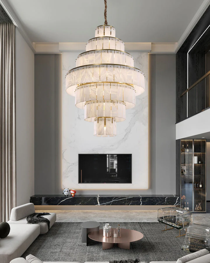 WOMO Giant Tiered Alabaster Foyer Chandelier-WM2926 - Image 7