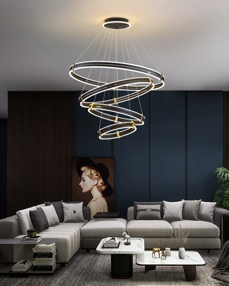 WOMO Tiered Black Rings Chandelier-WM2172 - Image 15