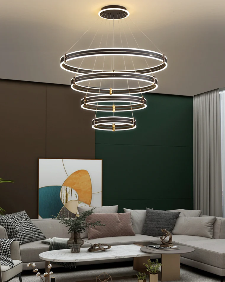 WOMO Tiered Black Rings Chandelier-WM2172 - Image 3