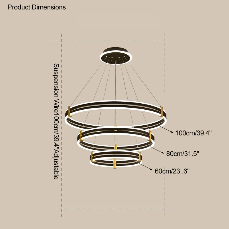 WOMO Tiered Black Rings Chandelier-WM2172 - Image 45