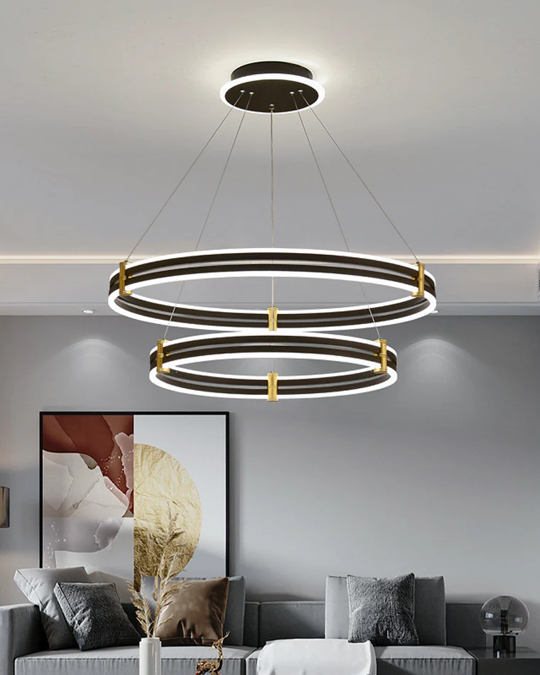 WOMO Tiered Black Rings Chandelier-WM2172 - Image 8