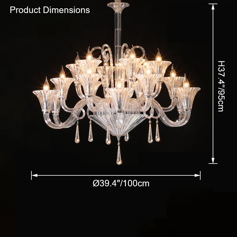 WOMO Tiered Candelabra Glass Chandelier-WM2400 - Image 26