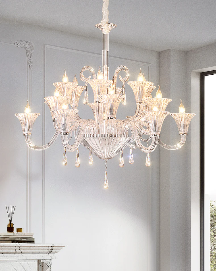 WOMO Tiered Candelabra Glass Chandelier-WM2400 - Image 3