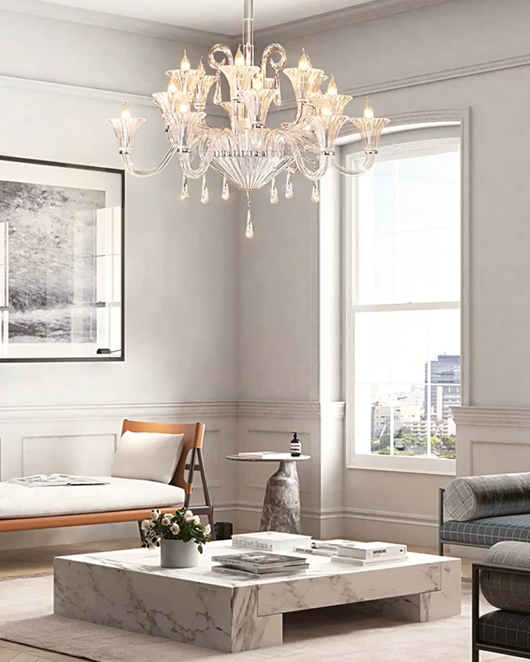 WOMO Tiered Candelabra Glass Chandelier-WM2400 - Image 6