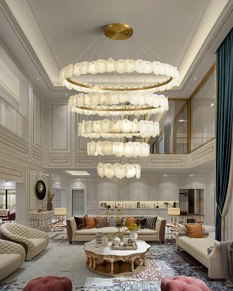WOMO Tiered Circular Alabaster Chandelier-WM2671 - Image 4