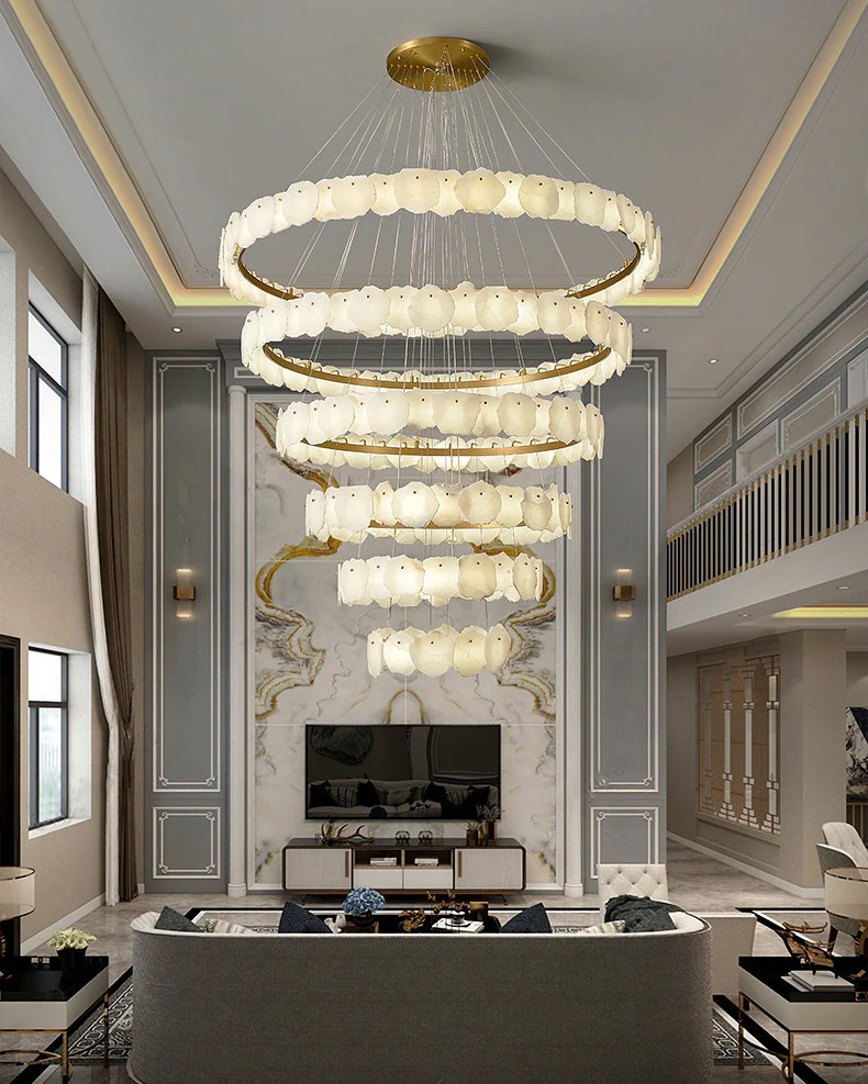 WOMO Tiered Circular Alabaster Chandelier-WM2671 - Image 5