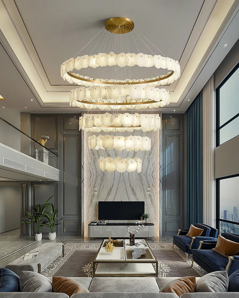 WOMO Tiered Circular Alabaster Chandelier-WM2671 - Image 6