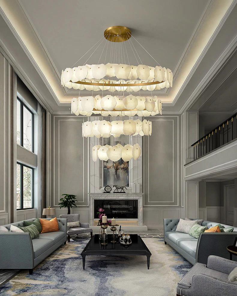 WOMO Tiered Circular Alabaster Chandelier-WM2671 - Image 7