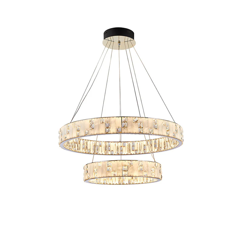 WOMO Tiered Round Crystal Alabaster Chandelier-WM2740 - Image 14