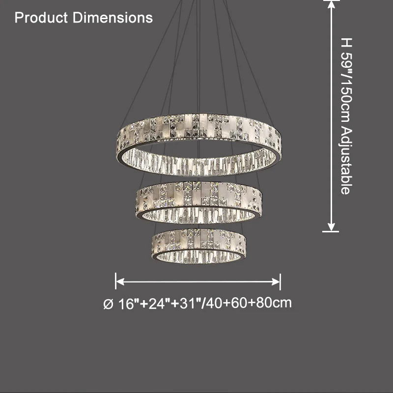WOMO Tiered Round Crystal Alabaster Chandelier-WM2740 - Image 17