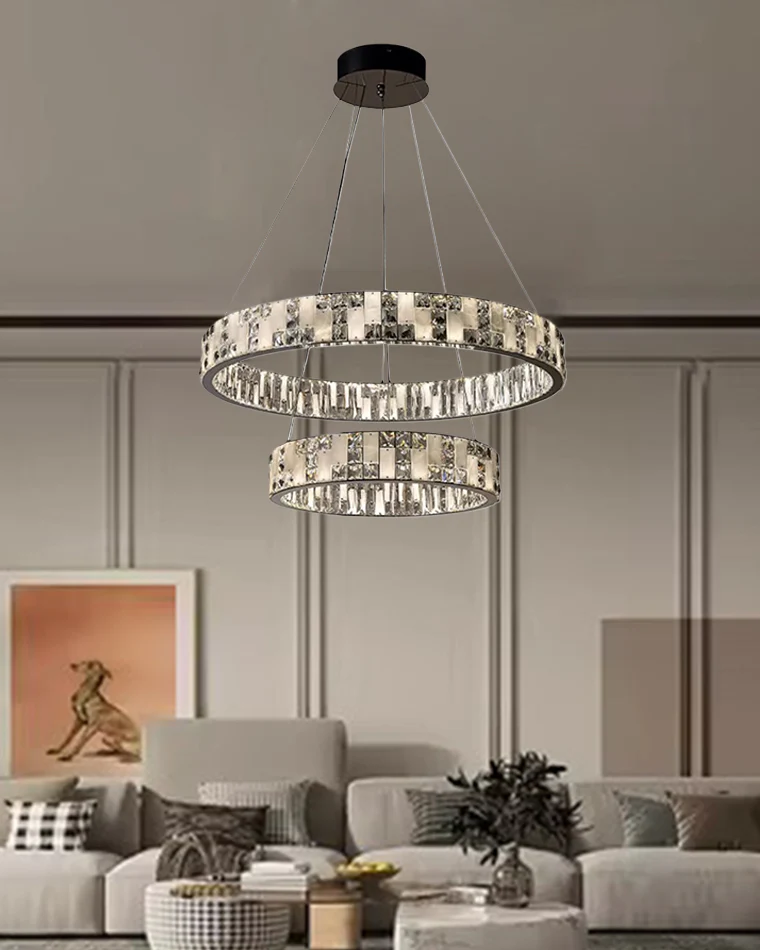 WOMO Tiered Round Crystal Alabaster Chandelier-WM2740 - Image 4