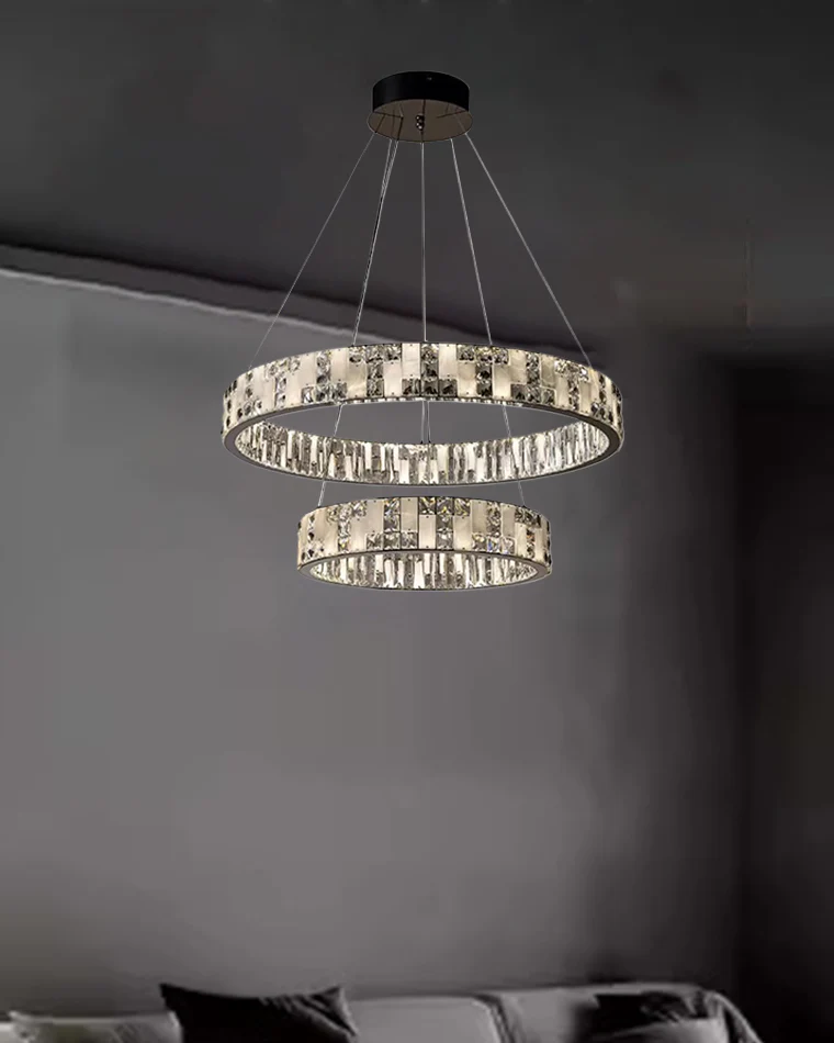 WOMO Tiered Round Crystal Alabaster Chandelier-WM2740 - Image 9