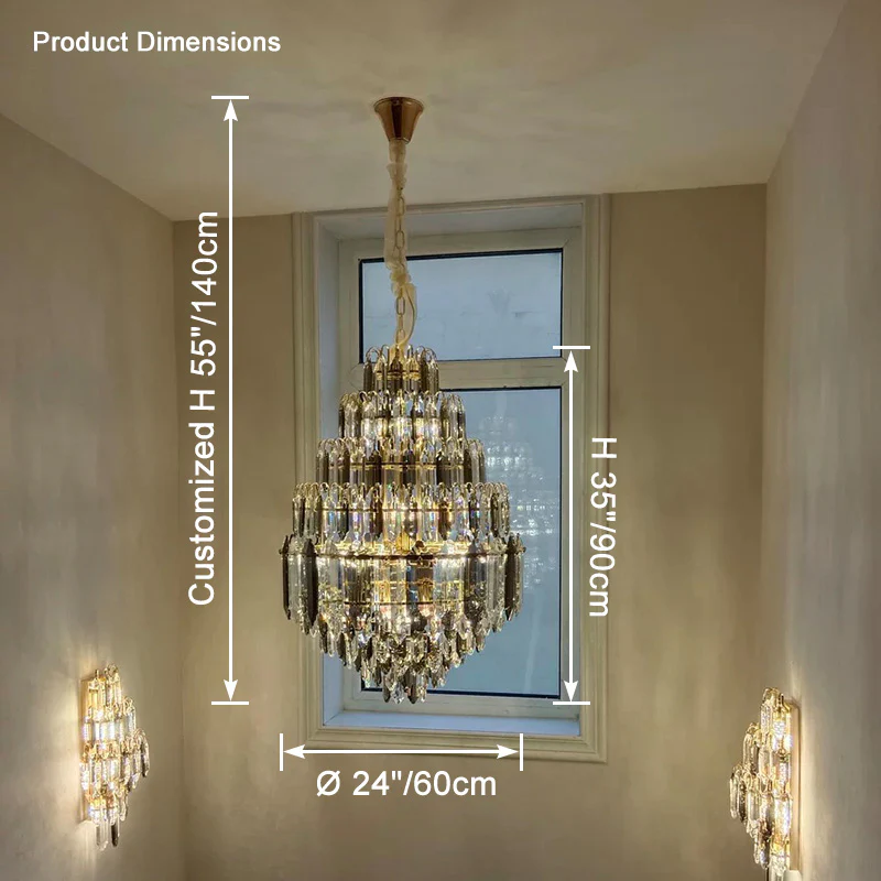 WOMO Tiered taper Crystal Foyer Chandelier-WM2384 - Image 19
