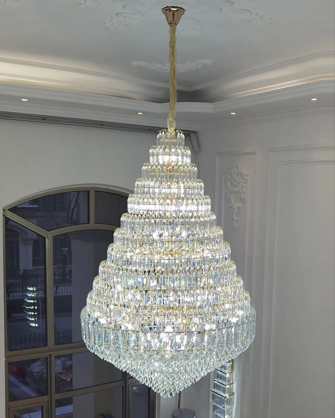WOMO Tiered taper Crystal Foyer Chandelier-WM2384 - Image 2