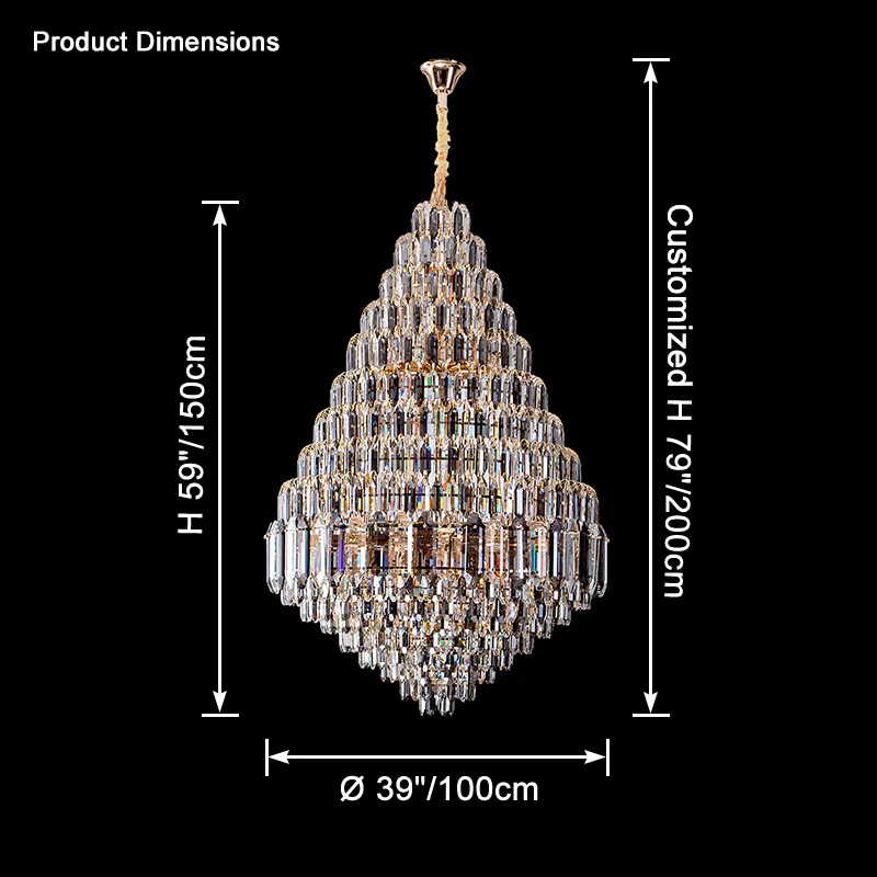 WOMO Tiered taper Crystal Foyer Chandelier-WM2384 - Image 23