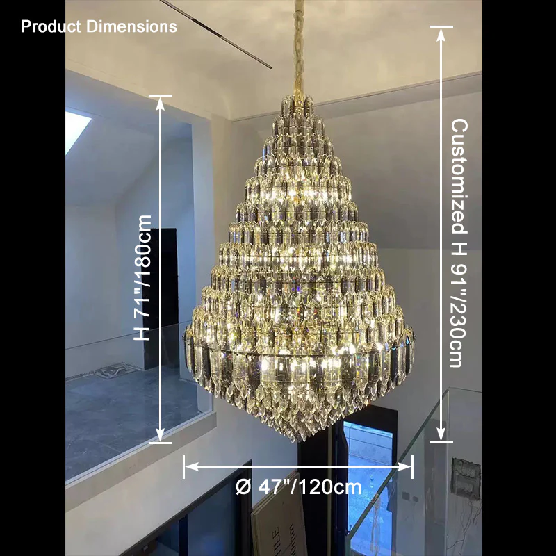 WOMO Tiered taper Crystal Foyer Chandelier-WM2384 - Image 25