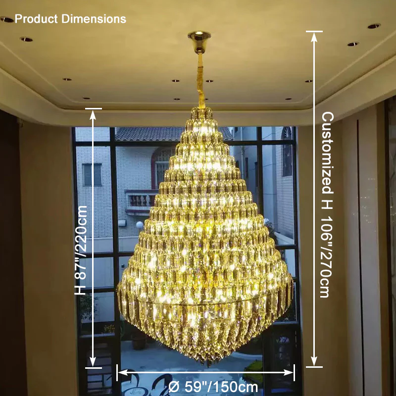 WOMO Tiered taper Crystal Foyer Chandelier-WM2384 - Image 27