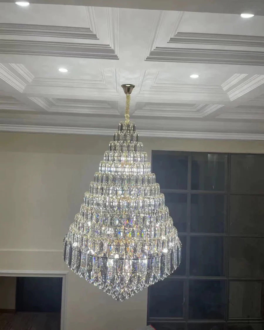 WOMO Tiered taper Crystal Foyer Chandelier-WM2384 - Image 3