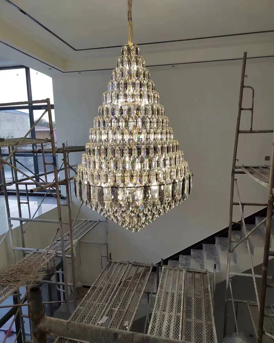 WOMO Tiered taper Crystal Foyer Chandelier-WM2384 - Image 4