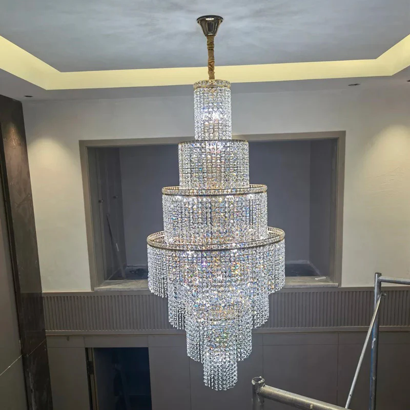 WOMO Tiered Crystal Foyer Chandelier-WM2386 - Image 11