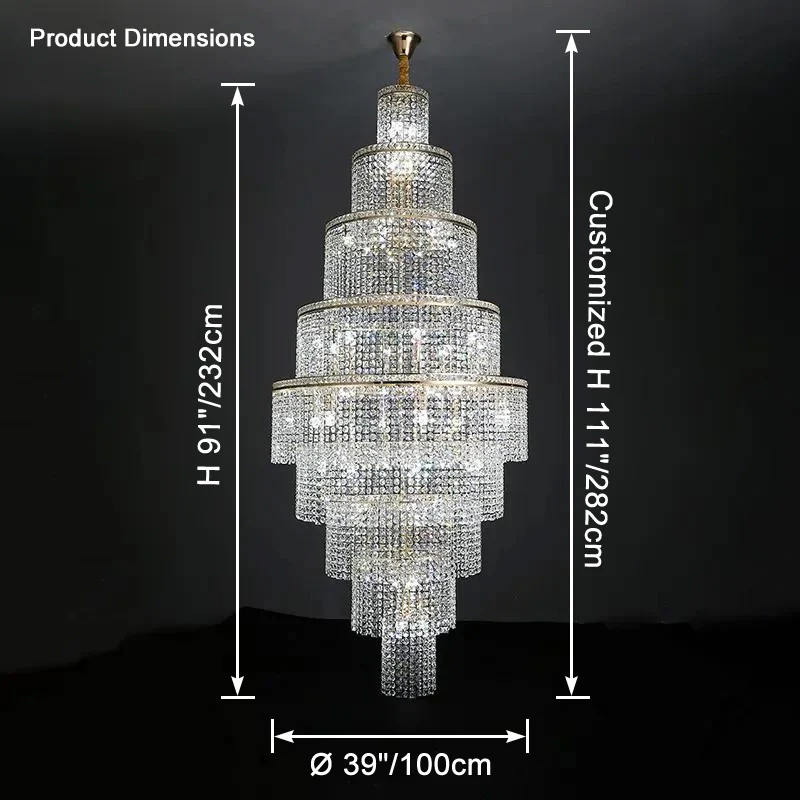 WOMO Tiered Crystal Foyer Chandelier-WM2386 - Image 14