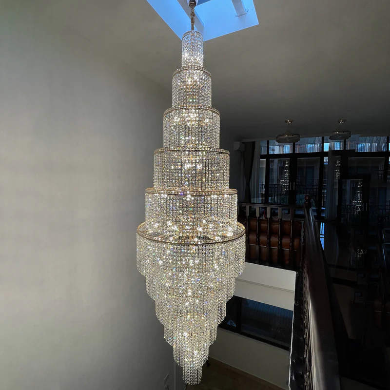 WOMO Tiered Crystal Foyer Chandelier-WM2386 - Image 15